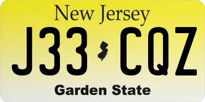 NJ license plate J33CQZ