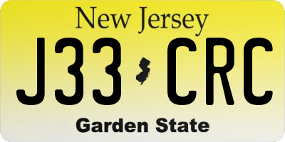 NJ license plate J33CRC
