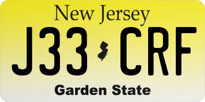 NJ license plate J33CRF