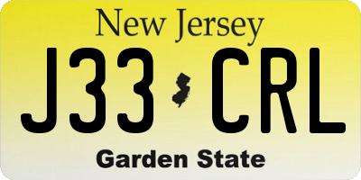 NJ license plate J33CRL