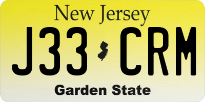 NJ license plate J33CRM