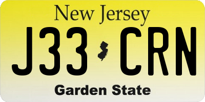 NJ license plate J33CRN