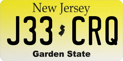 NJ license plate J33CRQ