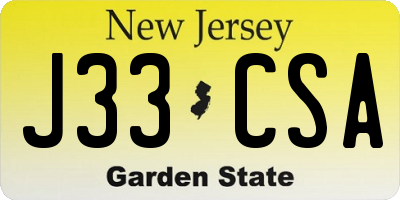 NJ license plate J33CSA