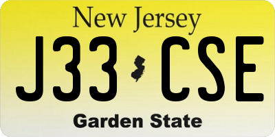 NJ license plate J33CSE