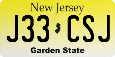 NJ license plate J33CSJ