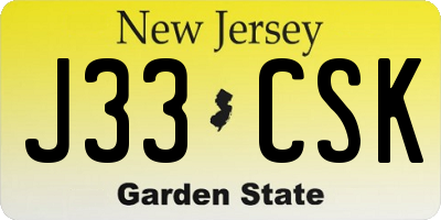 NJ license plate J33CSK
