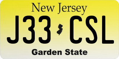 NJ license plate J33CSL