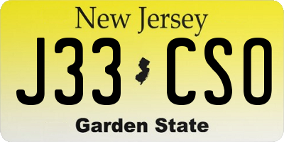 NJ license plate J33CSO