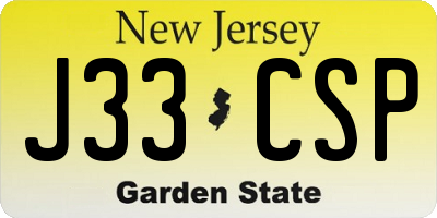 NJ license plate J33CSP
