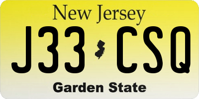 NJ license plate J33CSQ