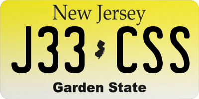NJ license plate J33CSS