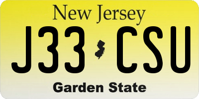 NJ license plate J33CSU