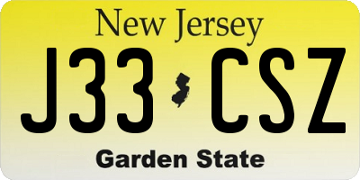 NJ license plate J33CSZ