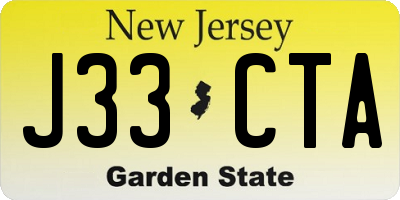 NJ license plate J33CTA