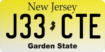 NJ license plate J33CTE