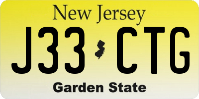NJ license plate J33CTG