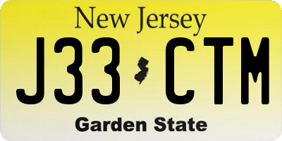 NJ license plate J33CTM