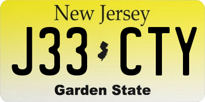 NJ license plate J33CTY