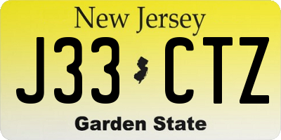 NJ license plate J33CTZ