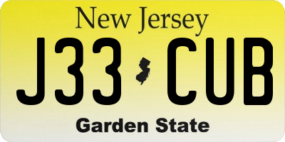 NJ license plate J33CUB