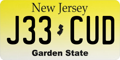 NJ license plate J33CUD