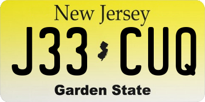 NJ license plate J33CUQ