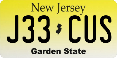 NJ license plate J33CUS