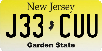 NJ license plate J33CUU