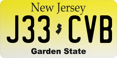 NJ license plate J33CVB