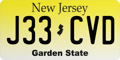 NJ license plate J33CVD