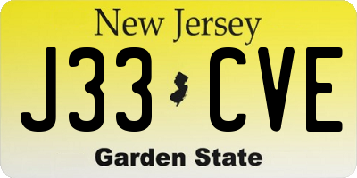 NJ license plate J33CVE