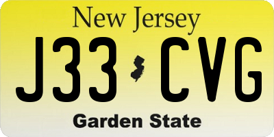 NJ license plate J33CVG
