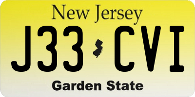 NJ license plate J33CVI