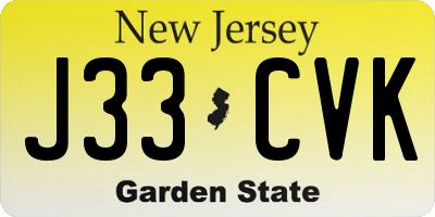 NJ license plate J33CVK