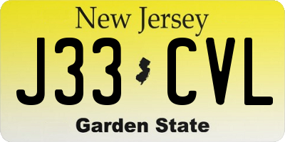 NJ license plate J33CVL