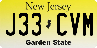 NJ license plate J33CVM