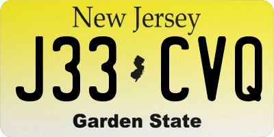 NJ license plate J33CVQ