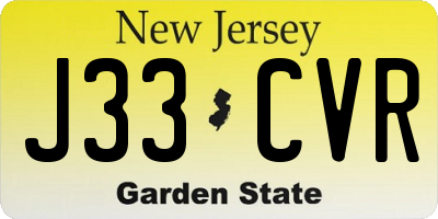 NJ license plate J33CVR