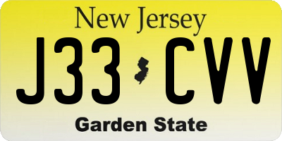 NJ license plate J33CVV