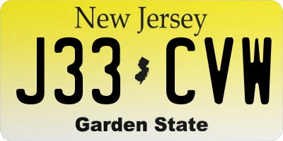 NJ license plate J33CVW