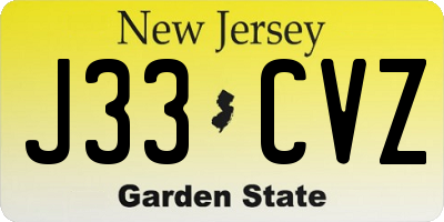 NJ license plate J33CVZ