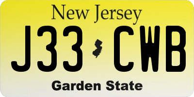 NJ license plate J33CWB