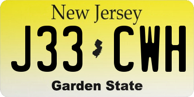 NJ license plate J33CWH