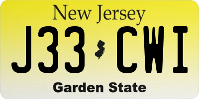 NJ license plate J33CWI