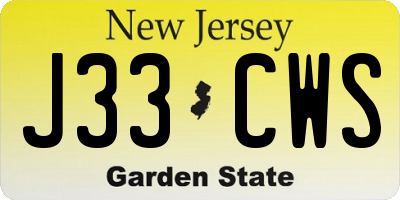 NJ license plate J33CWS