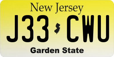 NJ license plate J33CWU