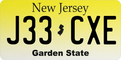 NJ license plate J33CXE