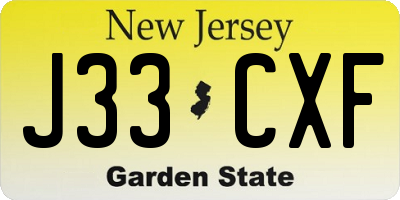 NJ license plate J33CXF