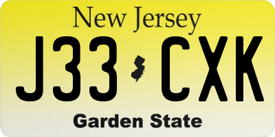 NJ license plate J33CXK